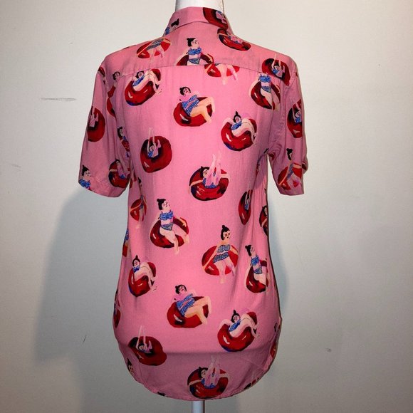 Rock Soup Tara Booth Short Sleeve Button-Down Shirt Tubing - Size XS - Picture 2 of 4